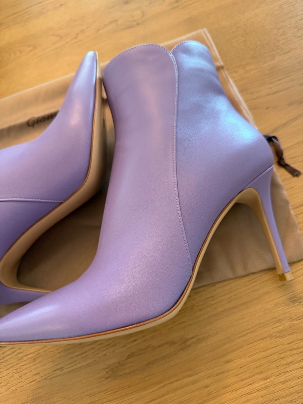 Gianvito Rossi Lavender Pointed-Toe Ankle Boots